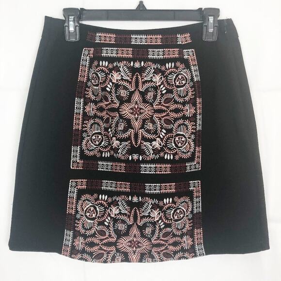 Alya Womens Skirt Medium High Waist Embroidered Dark Boho Dark Fairy Art Stretch - Picture 1 of 10